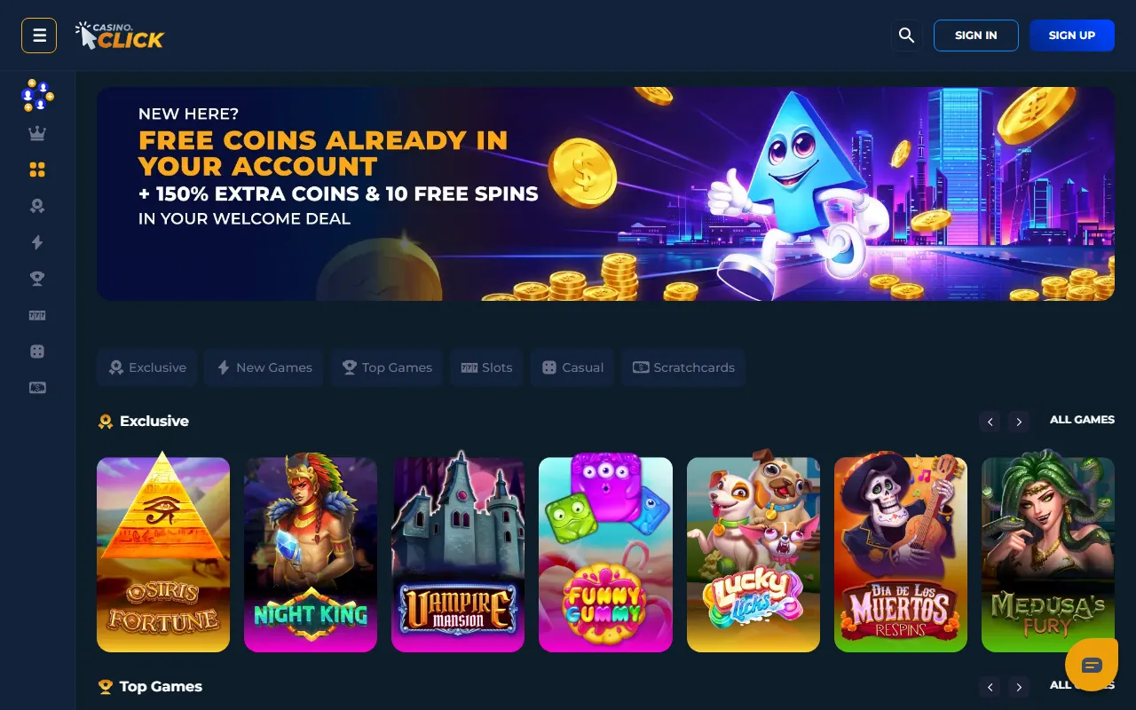 Screenshot of the CasinoClick website